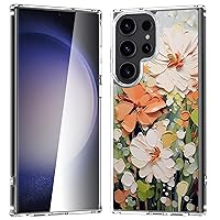 for Samsung Galaxy S23 Ultra Clear Case with Design, Cute Floral Printing Pattern for Women, TPU+ Hard PC Shockproof Flower Protective Cover (Flower Garden), 6.8