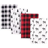 Hudson Baby Unisex Baby Cotton Flannel Burp Cloths, Moose, One Size