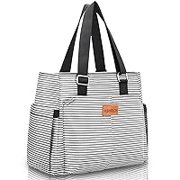 Large Women Lunch Bags/Insulated Adult Lunch Box/Leakproof Cooler Lunch Tote Bag with Storage Pocket. Reusable Lunch Purse for Work Picnic Hiking 12L, Stripe