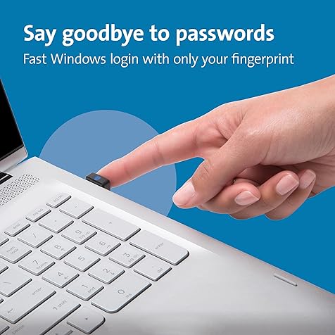 Kensington VeriMark USB Fingerprint Key Reader - Windows Hello, FIDO U2F, Anti-Spoofing (K67977WW),Black