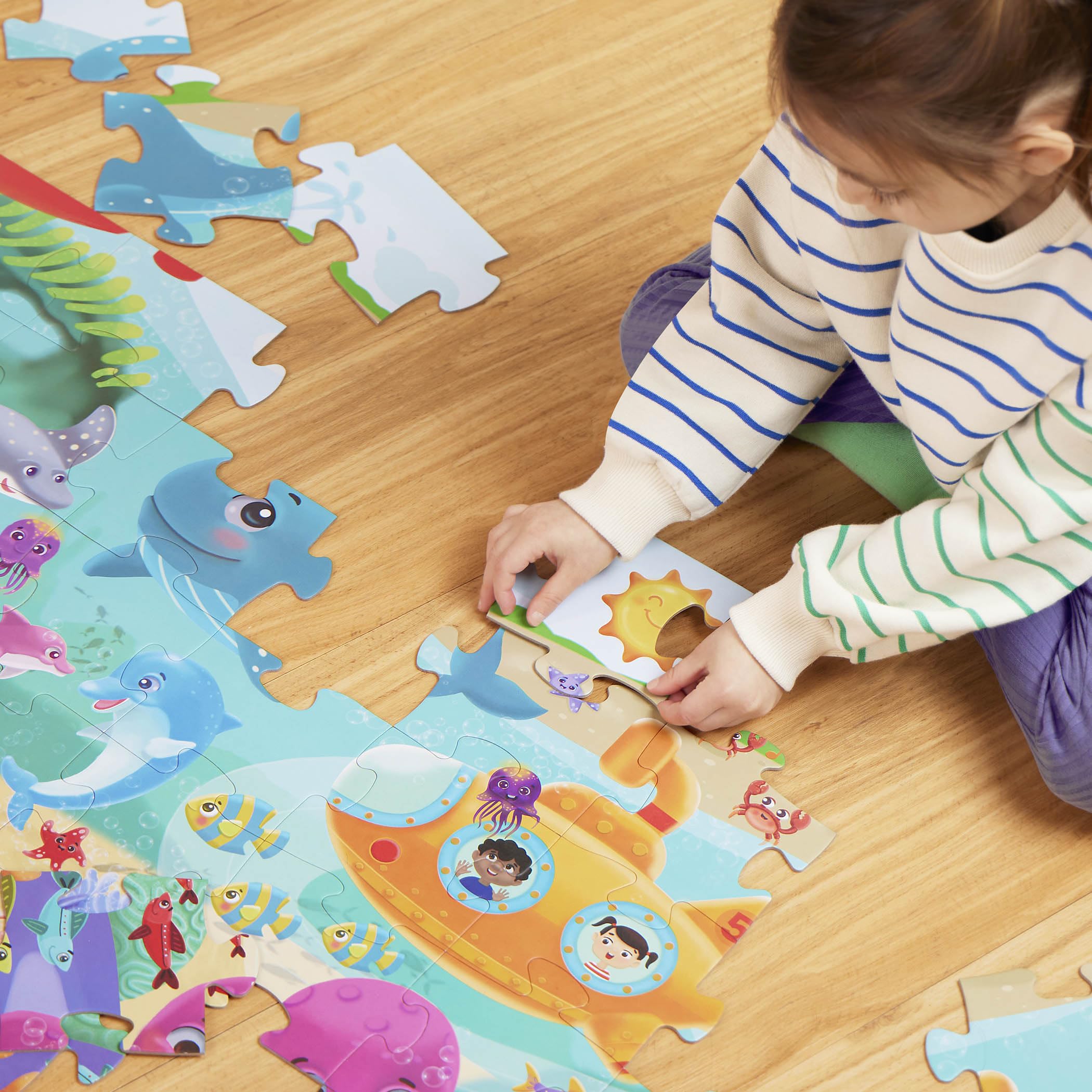 B. toys- Gigantic Jigsaw 2-Pack - Sea & Dinosaurs- 48-Piece Floor Puzzles – 2 Puzzles, Ocean & Dinos – Large 2 x 3 Feet Jigsaw Puzzles for Kids – Educational & Developmental Toys – 3 Years +