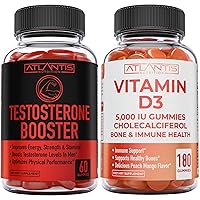 Testosterone Booster 2-Pack (120 Gummies) + Vitamin D3 180 Gummies
