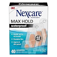 Nexcare Max Hold Waterproof Bandages, Stays On for 48 Hours, Flexible Bandages for Fingers, Knees and Heels - 40 Pack Clear Waterproof Bandages