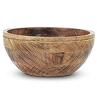 Mela Artisans 9'' Wooden Fruit Bowl, Regular Serving Bowl for Salads, Cereals, Snacks & Mixing | Decorative Bowls for Kitchen | Jai Valley Collection