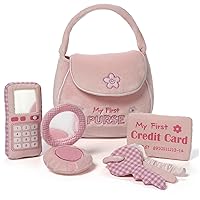 Baby GUND Play Soft Collection, My First Purse 5-Piece Plush Playset with Rattle, Mirror and Crinkle Plush Toys, Sensory Toy for Babies and Newborns, 8”