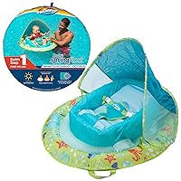 SwimWays Baby Spring Float with Adjustable Canopy and UPF Sun Protection, Green Octopus