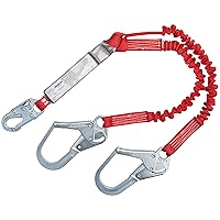 3M Protecta PRO Pack 1342125 6', 100 Percent Elastic Shock Absorbing Lanyard, Snap Hook At One End, Steel Rebar Hook At Leg Ends, 310-Pound Capacity, Red/Gray