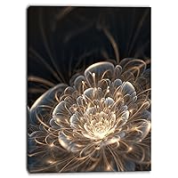 Designart Fractal Flower with Golden Rays-Floral Canvas Art Print-30x40, 30 in x 40 in, Gold
