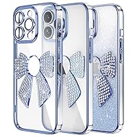 Case for iPhone 15 Pro Max Glitter Case with Camera Lens Protector Slim TPU Shiny Rhinestone Bling Sparkling Diamond Cover Case for iPhone 15 Pro Max, Blue KDL