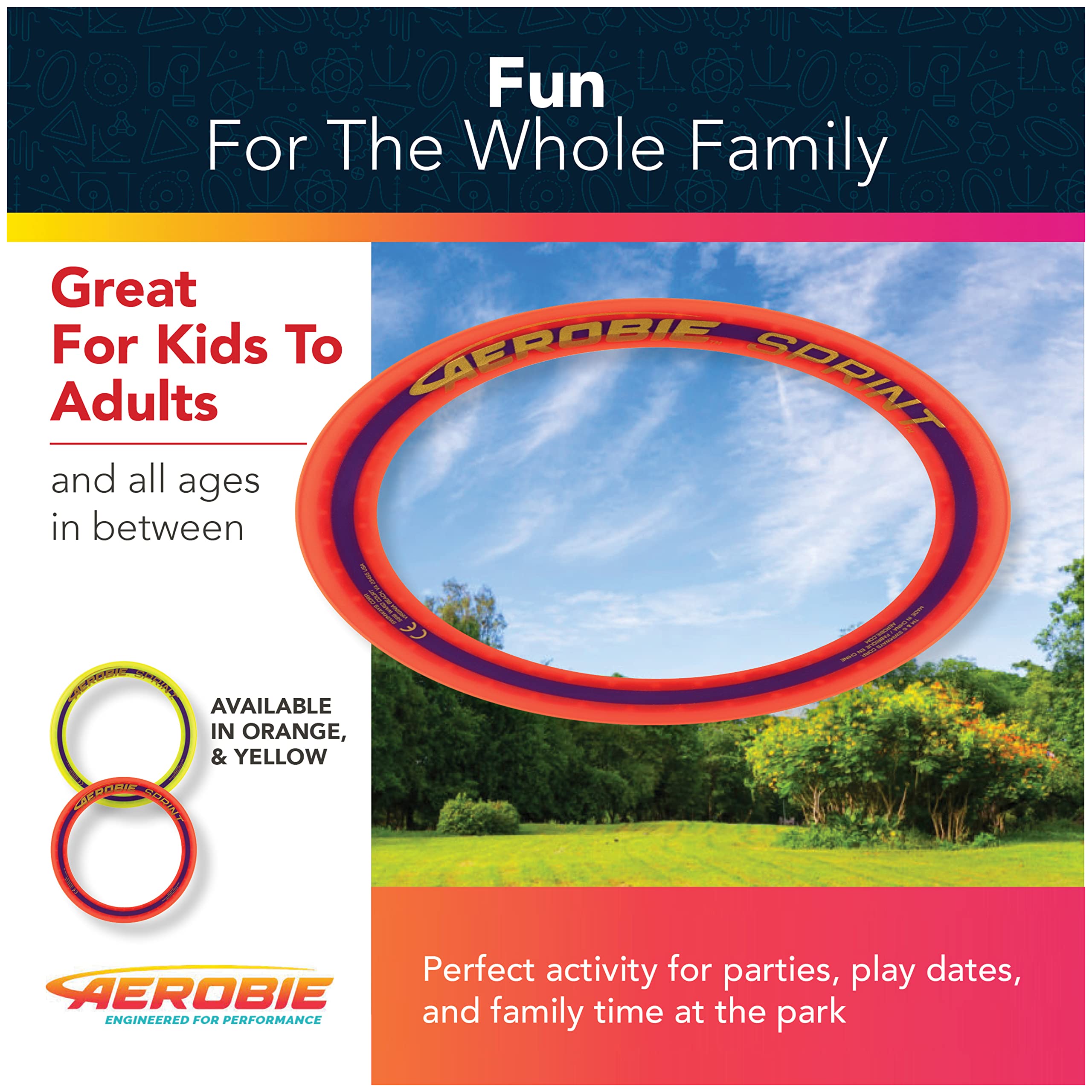 Aerobie Sprint Ring Outdoor Flying Disc, 10 Inches, Orange