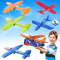 Fuwidvia 3 Pack Airplane Launcher Toys 13.2'' LED & 2 Pack Electric Foam Airplane 15/25s Mode, Birthday Gifts for Boys Girls 4 5 6 7 8 9 10 11 12 Year Old