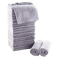 MOONQUEEN Ultra Soft Premium Washcloths Set - 12 x 12 inches - 24 Pack - Quick Drying - Highly Absorbent Coral Velvet Bathroom Wash Clothes - Use as Bath, Spa, Facial, Fingertip Towel (Light Grey)