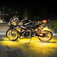 AMBER 8 POD 2 STRIP LED Universal Motorcycle Accent Neon Underglow Light Kit