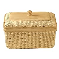 Covered Rattan and Solid Wood Home Living Room Decorations Modern Storage Basket Square Jewelry Box Fruit Basket Dining Table Storage Basket Weave