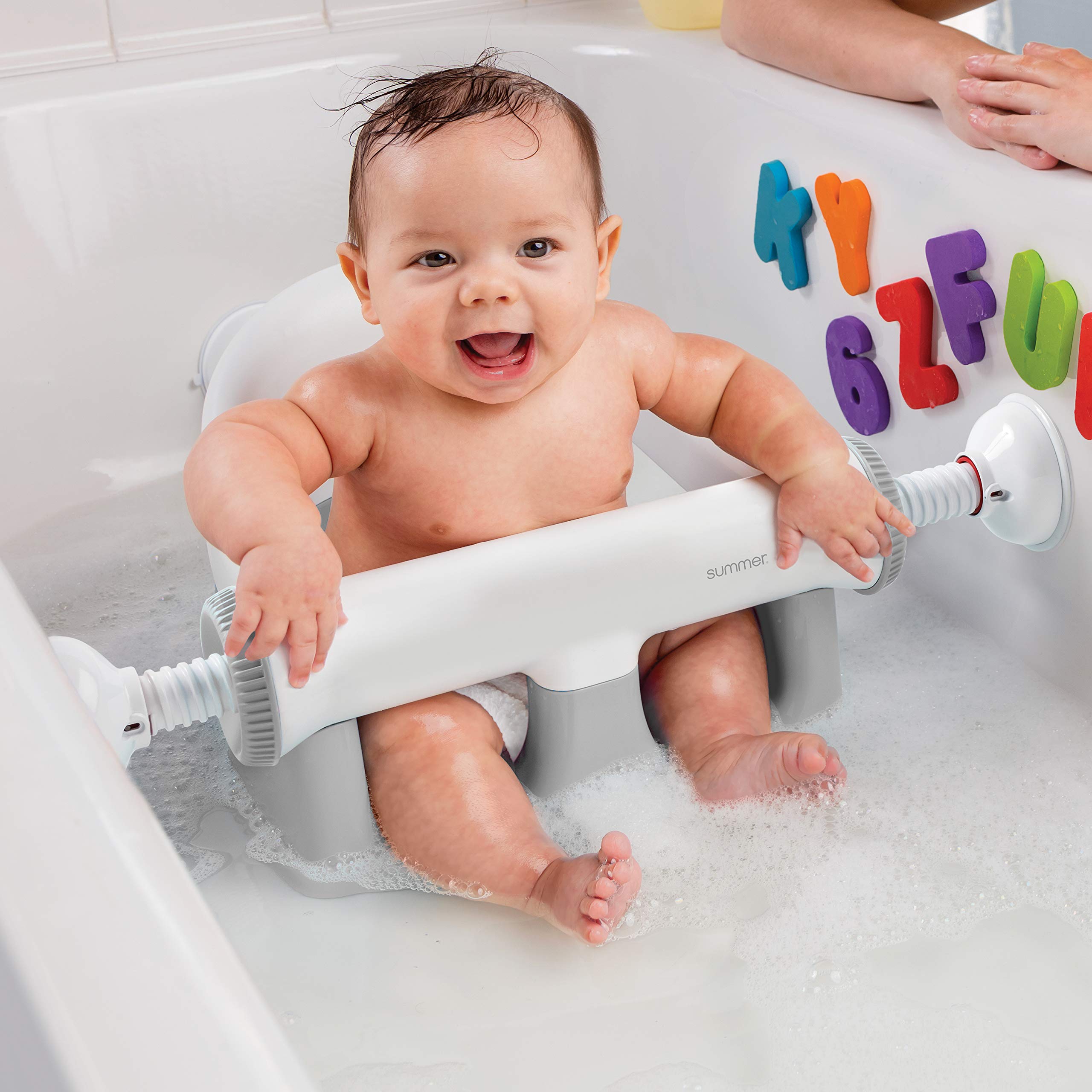 Summer My Bath Seat for Sit-Up Baby Bathing, Backrest for Assisted Sitting, Easy Setup & Storage, Gray