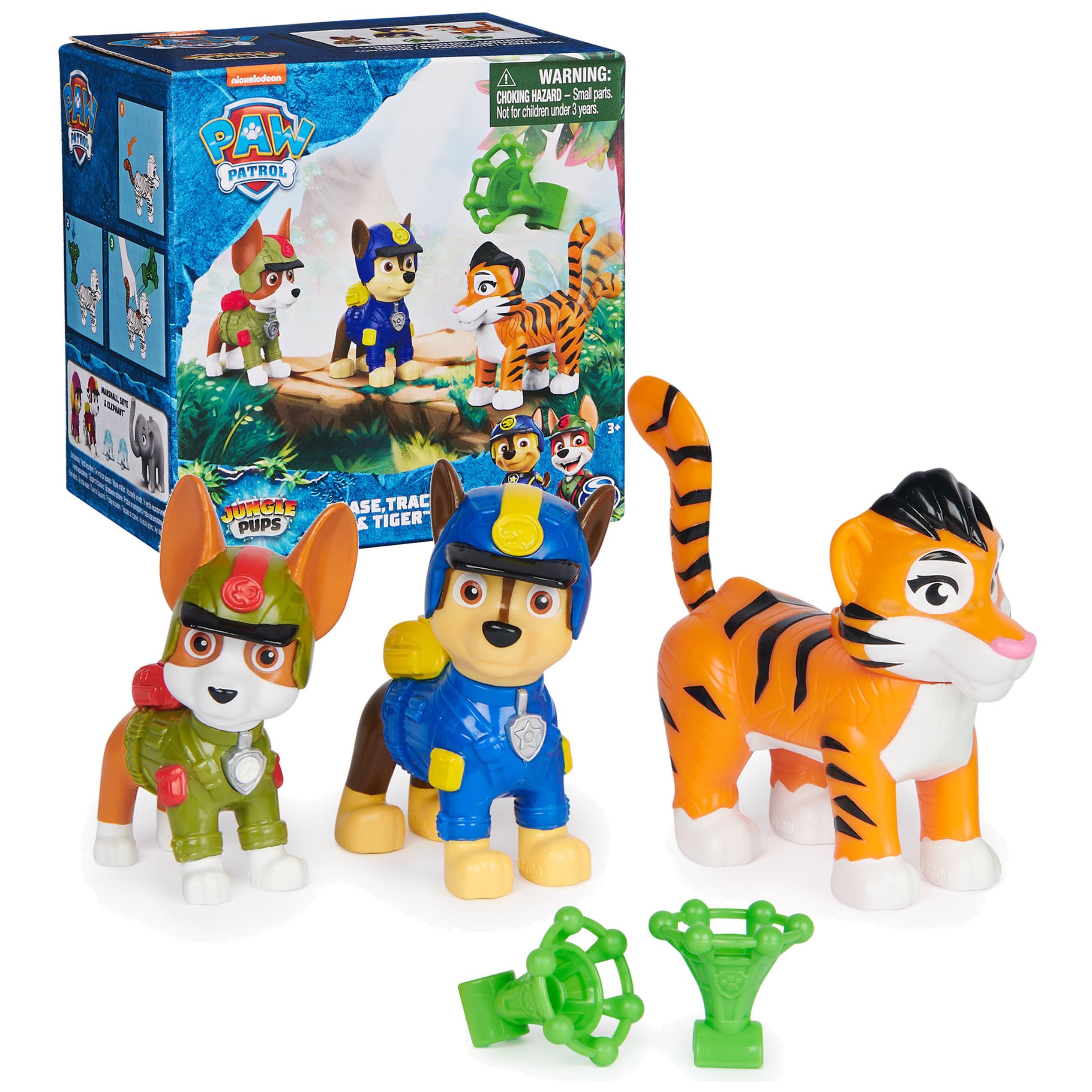 Paw Patrol: Jungle Pups Chase, Tracker & Tiger Action Figures with Projectile Launcher, Kids Toys for Boys and Girls Ages 3 and Up