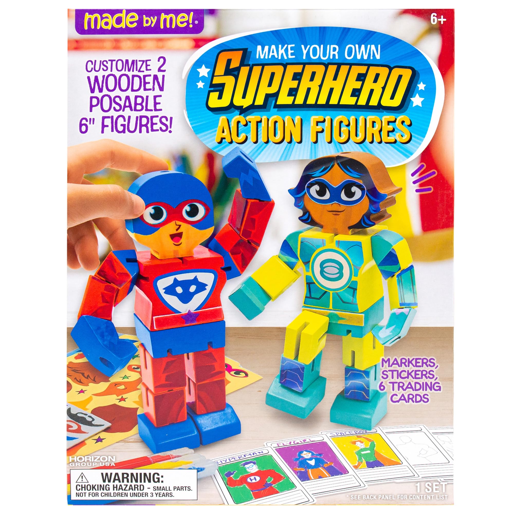 Made By Me Make Your Own Superhero Action Figurines, Make Your Own Action Figure, Includes Superhero Stickers, Moving Superhero Figurines, Customize Trading Cards for Kids, Arts & Crafts Set Ages 6+