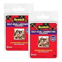Scotch Self-Sealing Laminating Pouches, Wallet Photo Size, Glossy Finish, 2 1/2 in. x 3 1/2 in., 5 Pouches (Pack of 2)