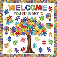 Motivational Bulletin Board Decorations Classroom Positive Inspirational Accents Decorations Puzzle Pieces Cutouts for Chalkboards Welcome Back to School Bulletin Boards Craft Home Wall(Puzzle Pieces)