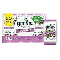 Teriyaki - 20 Count(Pack of 1) - Organic Roasted Seaweed Sheets - Keto, Vegan, Gluten Free - Great Source of Iodine & Omega 3’s - Healthy On-The-Go Snack for Kids & Adults