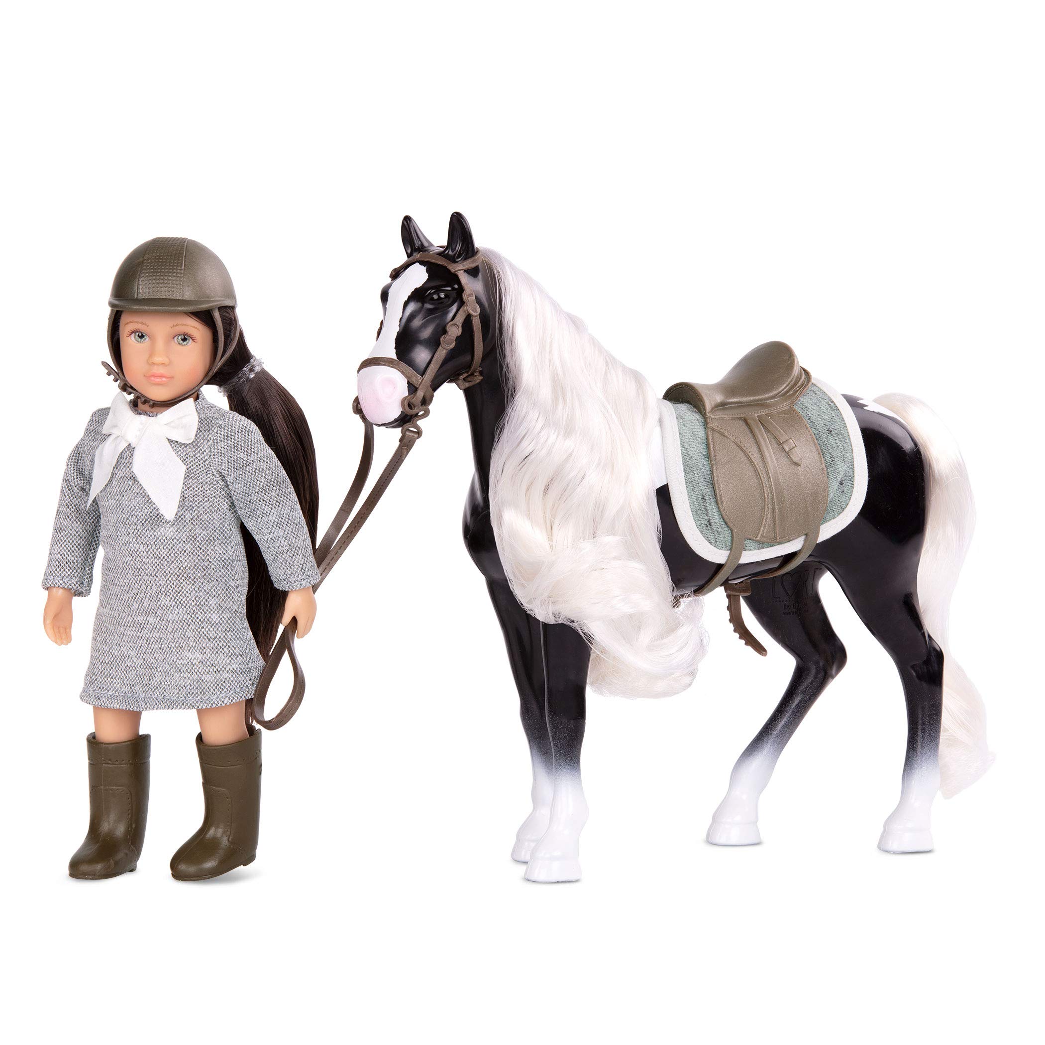 Lori Dolls – Mini Doll & Toy Horse – Small 6-inch Doll & Gypsy Vanner Horse – Set with Clothes, Animal & Accessories – Playset for Kids – Ansley & Arabel – 3 Years +