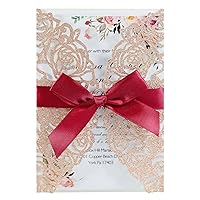 100pcs Laser Cut Rose Design Pink Gold Silver Glitter Invitations Cards For Wedding Engagement Anniversary Party Favor Valentine's Day Greeting Cards 4.9