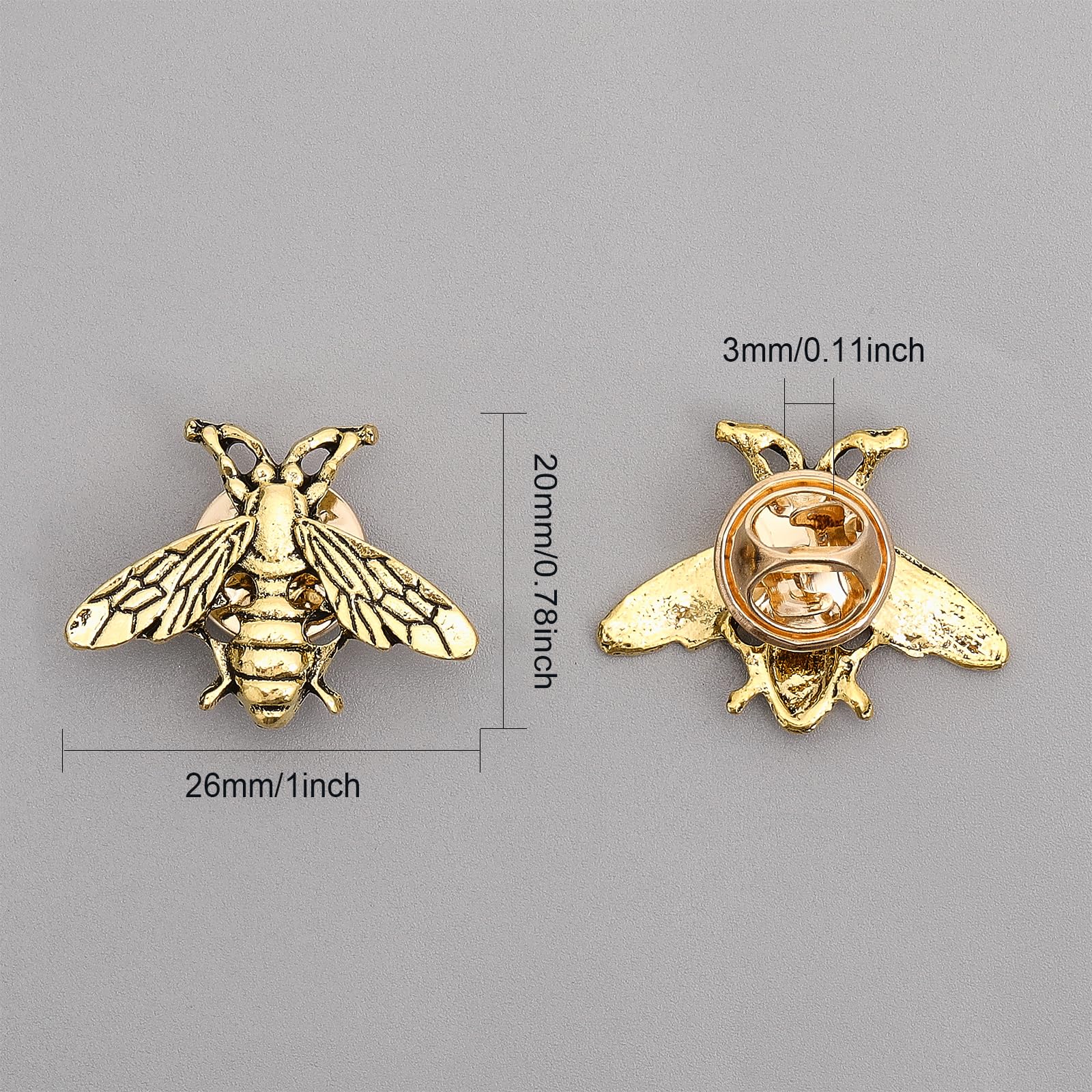CHGCRAFT 12Pcs Bees Alloy Lapel Pins for Backpack Clothes Decorations Party Anniversary Accessories Gifts, Golden 26x20x3mm