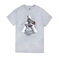Assassin's Creed Odyssey T-Shirt Knight Character Gaming Short Sleeve Top Medium Grey