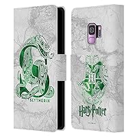 Head Case Designs Officially Licensed Harry Potter Slytherin Aguamenti Deathly Hallows IX Leather Book Wallet Case Cover Compatible with Samsung Galaxy S9
