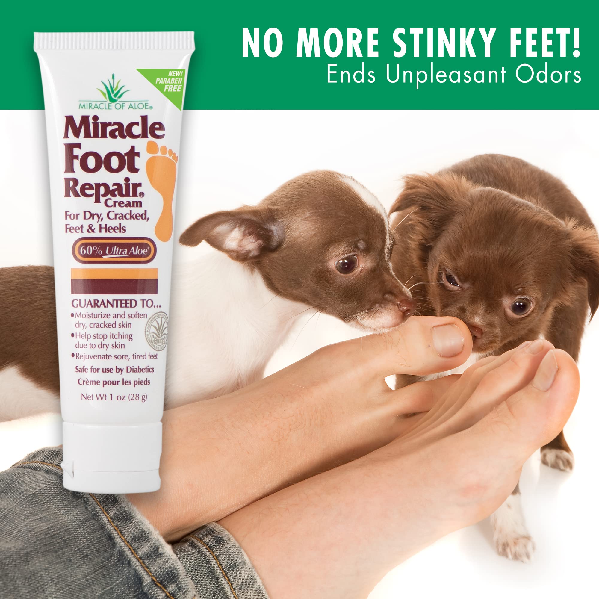 Miracle Foot Repair Cream | 1 Ounce Tube (3) | Fast Relief for Dry, Cracked, Itchy Feet and Heels | Moisturizes | Softens | Restores Comfort | Stops Nasty Odor | Diabetic-Safe