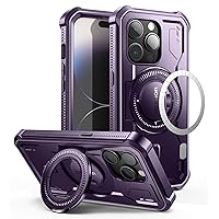 Dexnor Magnetic Case for iPhone 14 Pro, Compatible with MagSafe, [Built in Screen Protector and Kickstand] Full-Body Shockproof Rugged Bumper Case Protective Cover for iPhone 14 Pro 6.1 inch, Purple