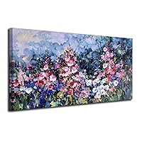 Arjun Flowers Wall Art Pink Elegant Painting Modern Abstract Colorful Floral Landscape Picture Canvas Rustic Wildflowers 48