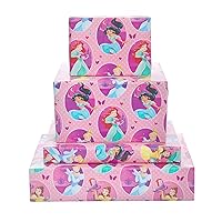 UK Greetings Disney Princess Wrapping Paper Sheets for Girls/Kids - 6 Sheets & 6 Tags