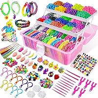 Heyzeibo 14000+ Rubber Band Bracelet Kit with 3 Layer Container, 2500 Pcs Glow-in-The-Dark Rubber Bands, Step-by-Step Instructions, Loom Making kit Toys Gifts for Girls Boys