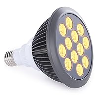 Yellow Light Therapy Bulb by Hooga. Power Cord Included. 590 nm Wavelength. 12 LEDs. High Irradiance, Treatment for Skin. Reduces Dark Spots, Blemishes, Freckles, and Smoothes Skin.