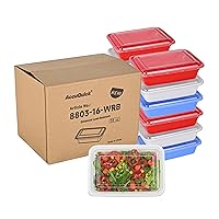 LOKATSE HOME 16 Pack 1 Compartment Multi-Color Meal Prep Food Storage Containers with Lids Reusable Lunch Bento Boxes, BPA Free, Stackable, Microwave/Dishwasher/Freezer Safe (38 oz)