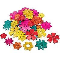 READY 2 LEARN Coconut Flowers - Set of 50 - 6 Shapes - 5 Colors - Natural, Hand Made Counters for Kids - Use for Crafts and Jewlry Making