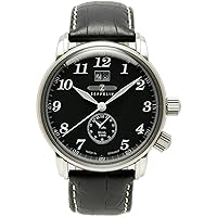 Zeppelin Mens Watch 76442 with Black Dial and Black Leather Strap, Black/Black, Strap