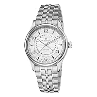 Men's 10012-2132 XLarge Date Pointer Analog Display Swiss Automatic Silver Watch