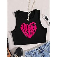 Women's Tops Sexy Tops for Women Women's Shirts Slogan Graphic Crop Tank Top Shirts for Women (Color : Black, Size : X-Large)