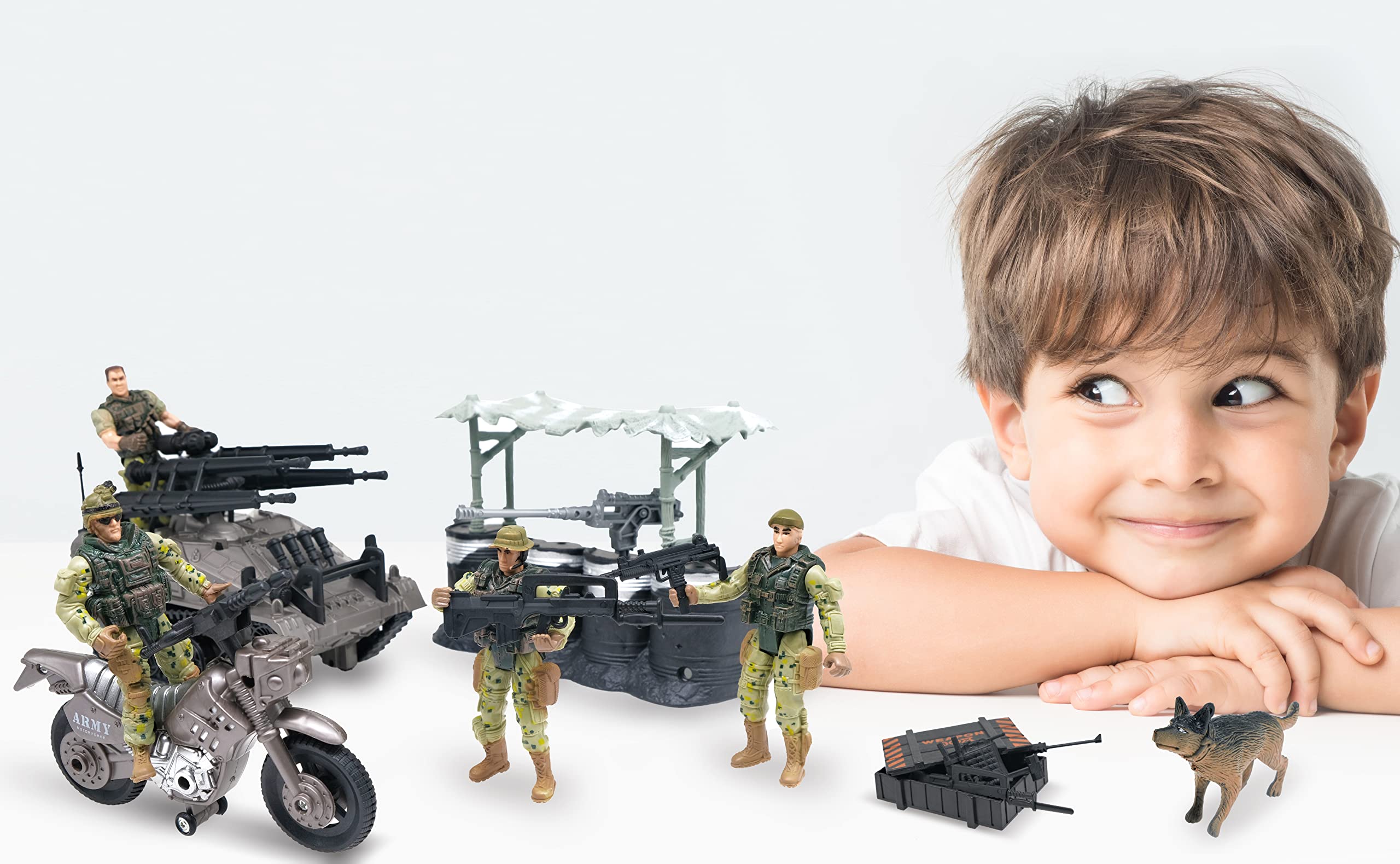 MISTBUY US Army Men Action Figures with Military Vehicles Toys Playset, Toy Soldiers with Military Trucks, Helicopter, War Tent for Kids Boys Girls, Best Age 6 7 8 9 10