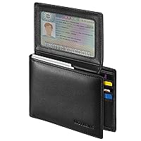 Leather Wallets for Men, Genuine Leather Mens Wallets Bifold, Rfid Blocking Mens Wallet with 2 ID Windows (Black)