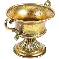 BESTOYARD Classic Urn Planter Metal Gold Flower Pot Antique Pedestal Vase Distressed Metal Vase Tall Trumpet Fancy Vases Decorative Iron Art Vase for Garden Patio
