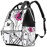 Diaper Bag Floral White Horse Care Bag Nappy Changing Bag