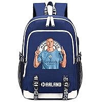 Unisex Erling Haaland Knapsack with Zipper Multifunction Daily Bookbag for Students-Durable USB Daypack for Teens