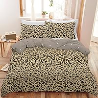 Sleepwish Leopard Print Comforter Cover Set Full Size, Cheetah Reversible Duvet Cover Set for Kids Girls Boys Girls Man Women, Wild Animal Theme Bedding Set with 2 Pillow Cases, Brown
