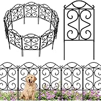 AMAGABELI GARDEN & HOME 10 Panels Decorative Garden Fences and Borders for Dogs 24in(H)×10ft(L) No Dig Metal Fence Panel Garden Edging Border Fence for Animal Barrier Fencing