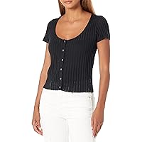 PAIGE Women's Anthy Top Cropped Shortsleeve Scoop Neck in Black