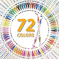 72 Colors Paint Pens Paint Markers, Dual Brush Tip & Dual Colors Acrylic Paint Markers, Non Toxic Acrylic Paint Pens for Rock Painting, Glass, Graffiti,Wood, Stone, Ceramic Surfaces, DIY Crafts