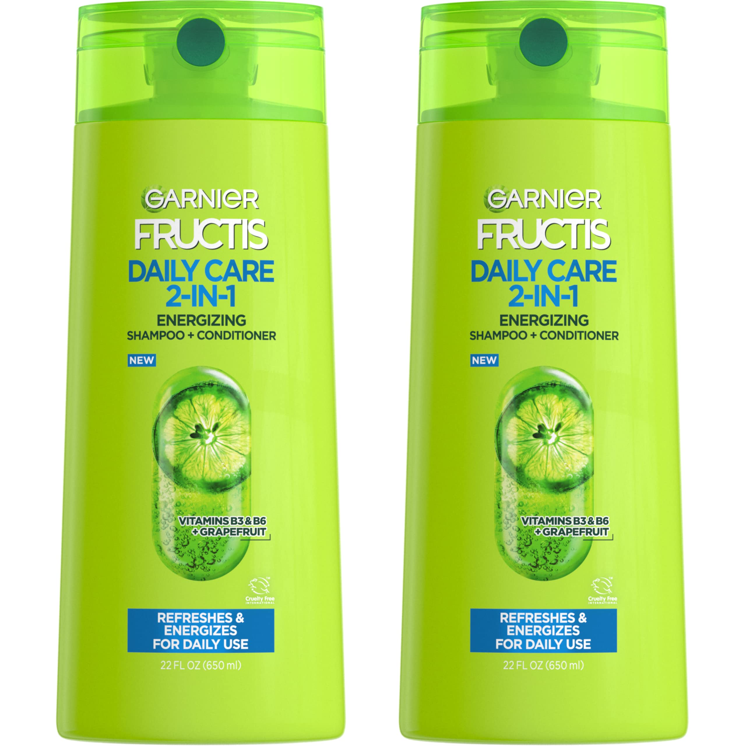 Garnier Fructis Daily Care 2-in-1 Energizing Shampoo + Conditioner, Vegan, 22 Fl Oz, 2 Count